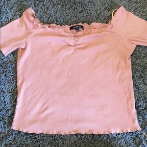 Baby pink off the shoulders top